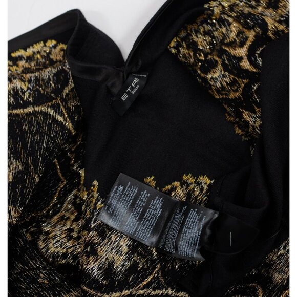 ETRO cape poncho jacket black gold wool metallic paisley pattern - Picture 3 of 13